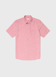 Men's Short Sleeve Linen Shirt in Shell Pink