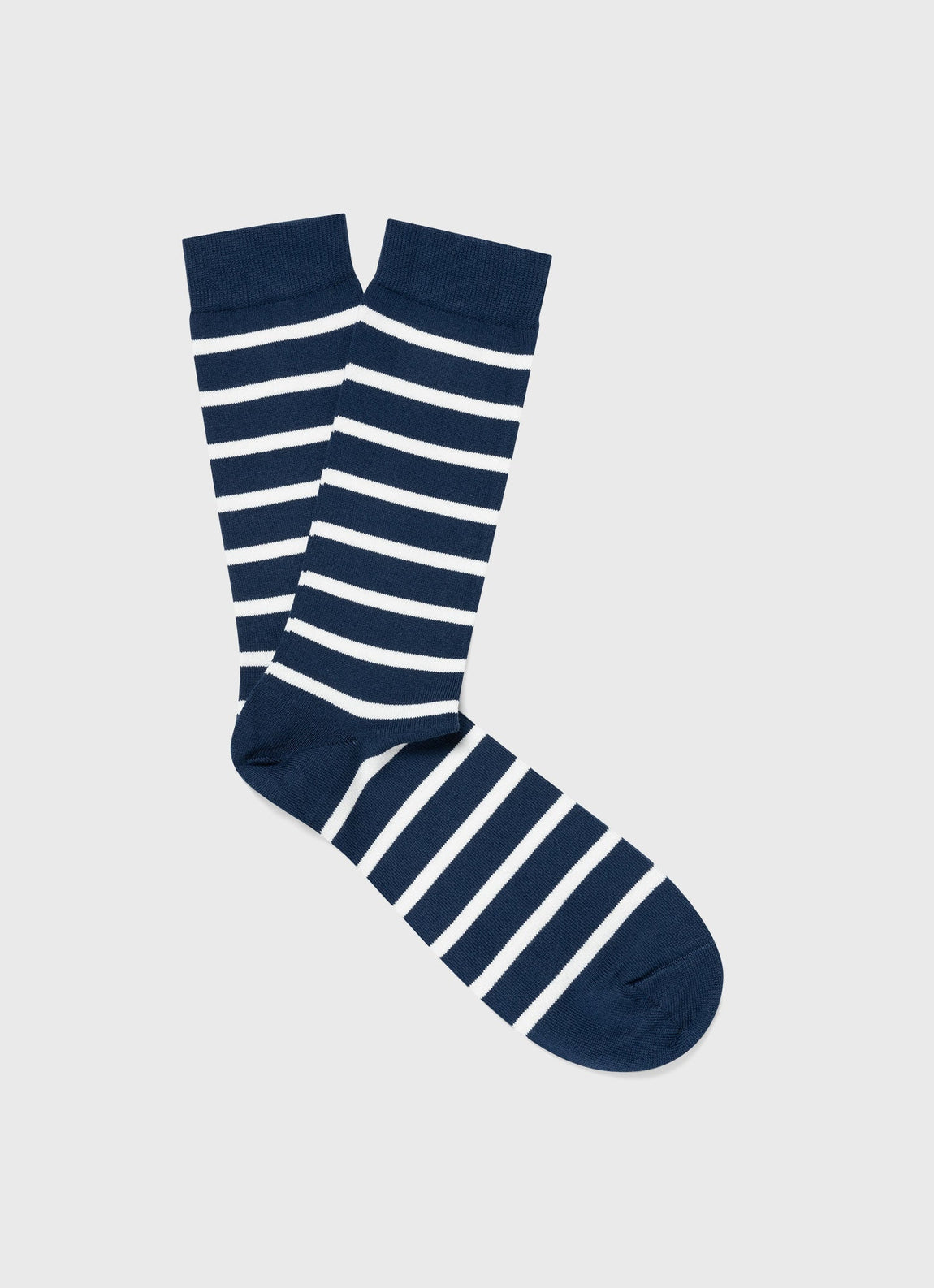 Men's Cotton Socks in Coast/Ecru Breton Stripe