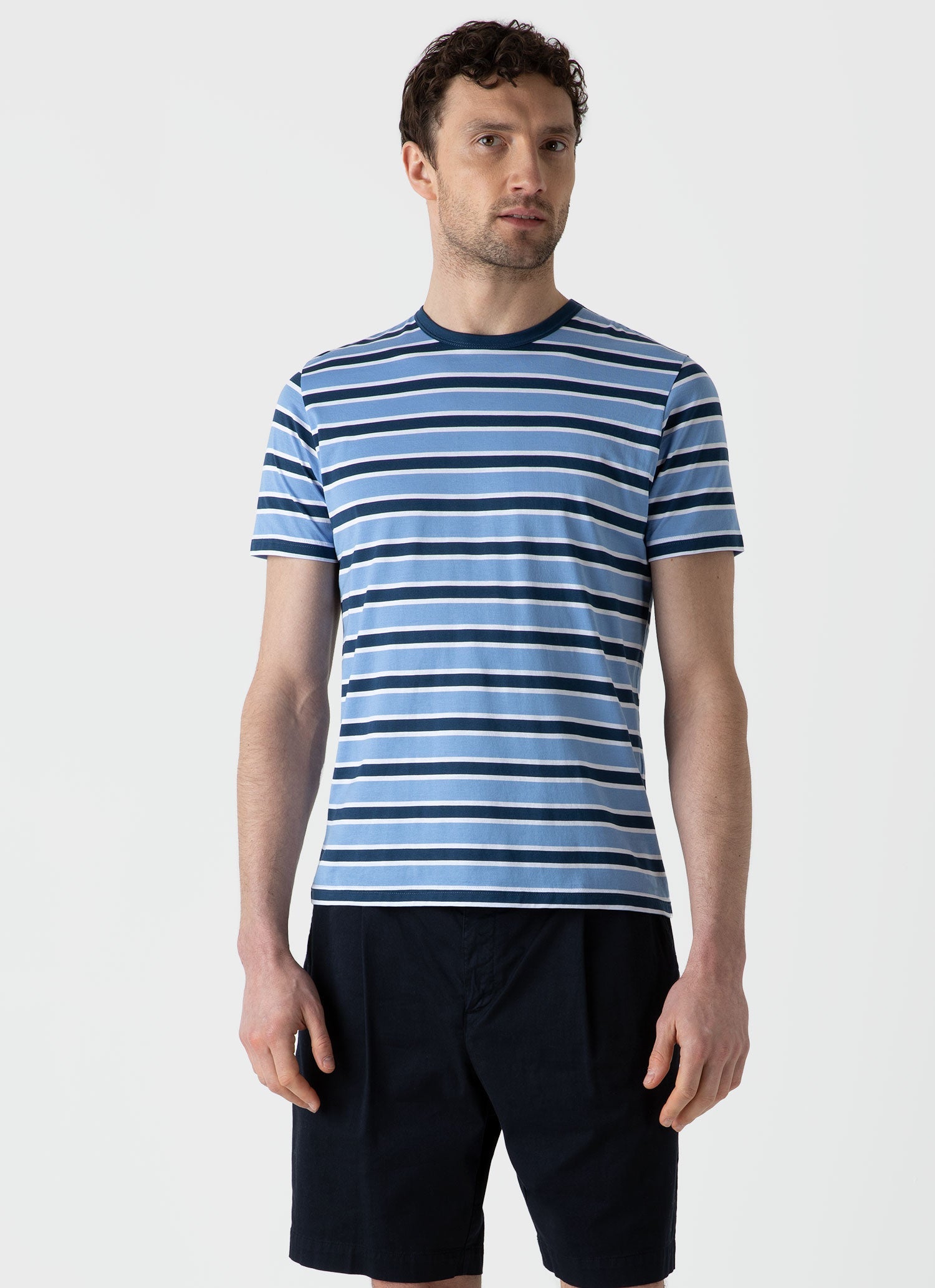 Men's Classic T-shirt in Coast/Cool Blue Holiday Stripe