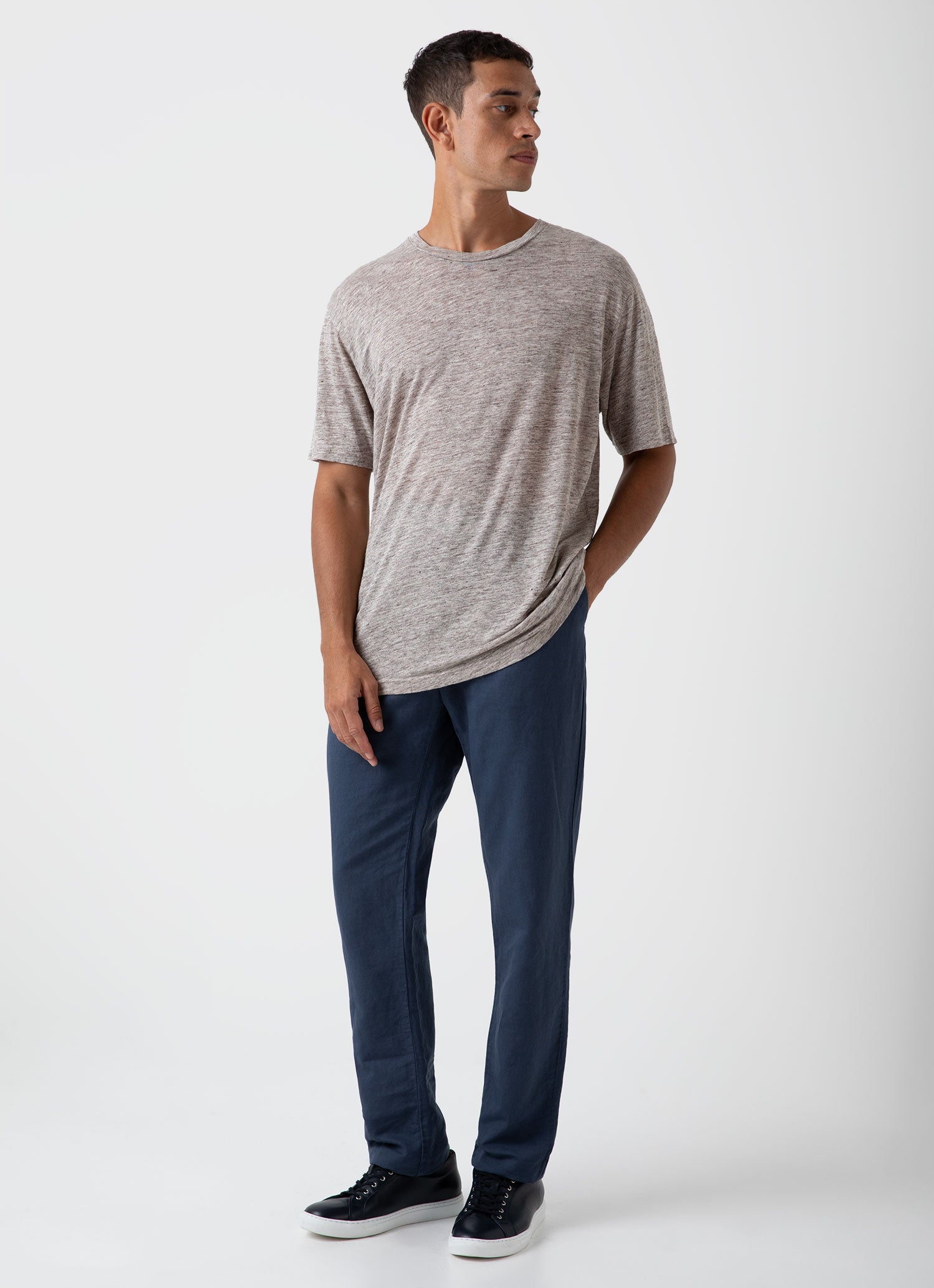 Men's Linen T-shirt in Oatmeal Melange