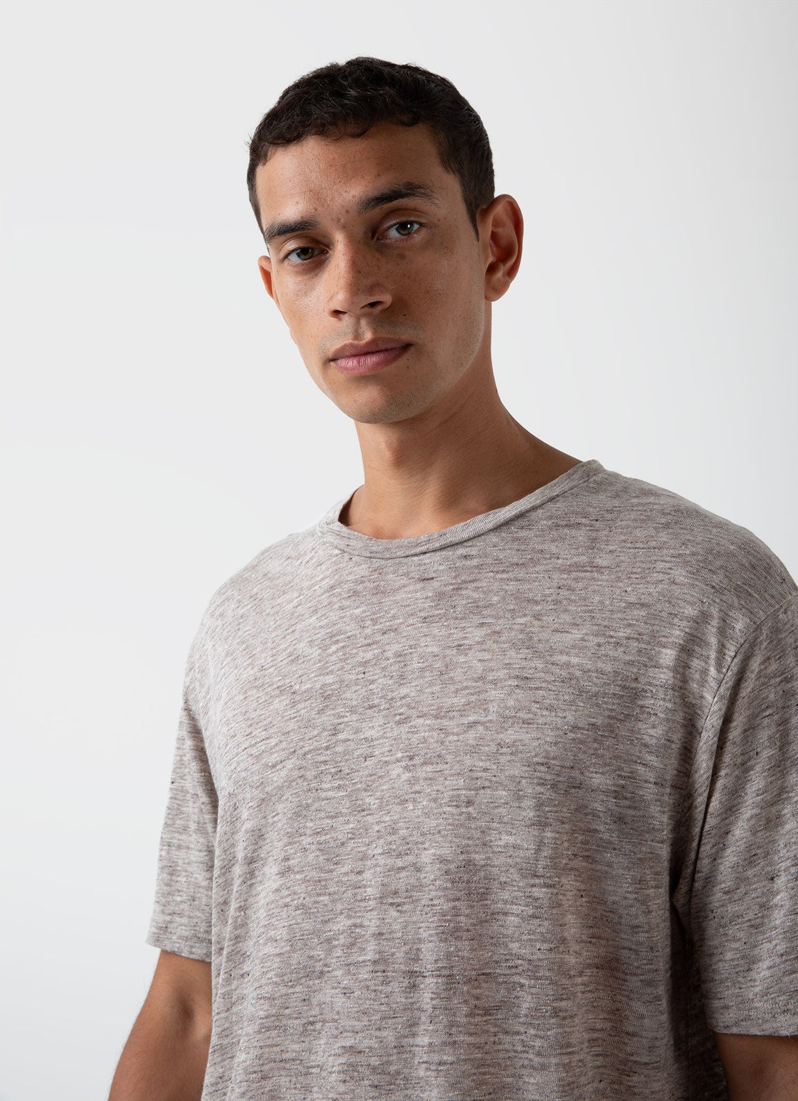 Men's Linen T-shirt in Oatmeal Melange