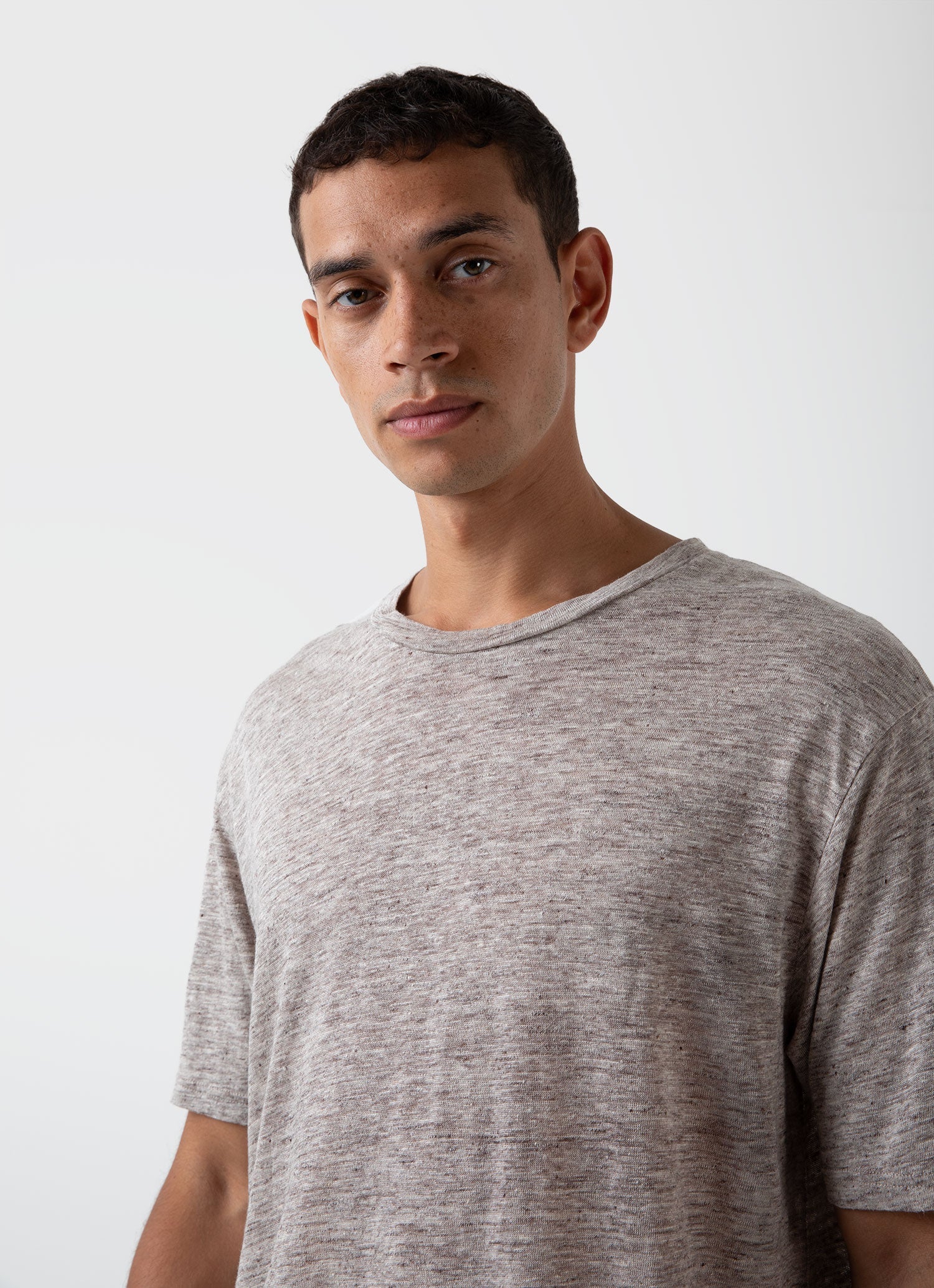Men's Linen T-shirt in Oatmeal Melange