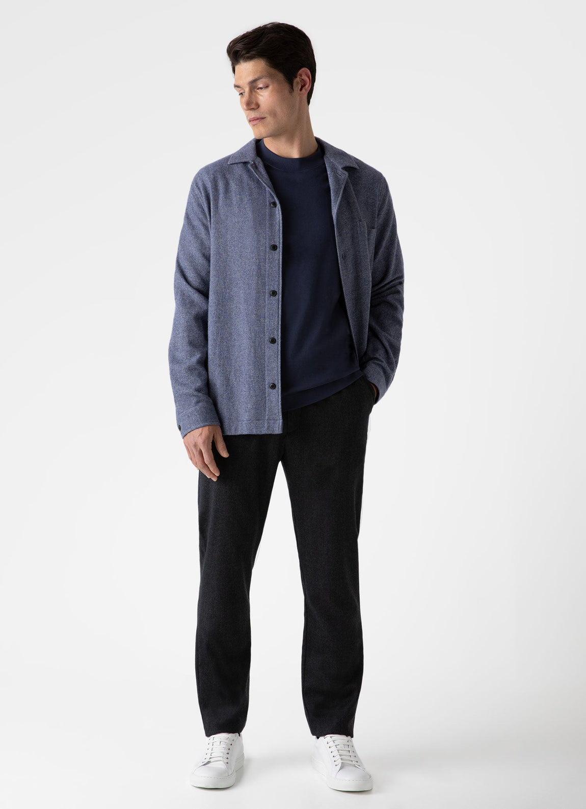 Men's Brushed Cotton T-shirt in Navy