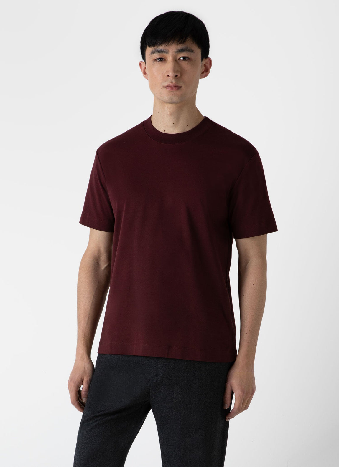 Men's Brushed Cotton T-shirt in Maroon