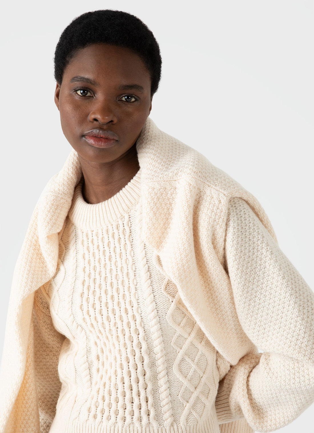 Women's Cable Knit Jumper in Ecru