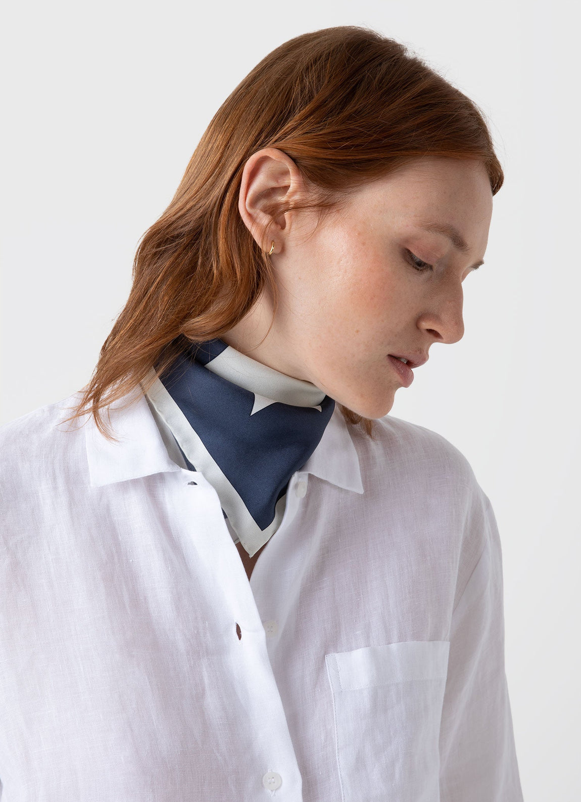 Women's Short Sleeve Linen Shirt in White