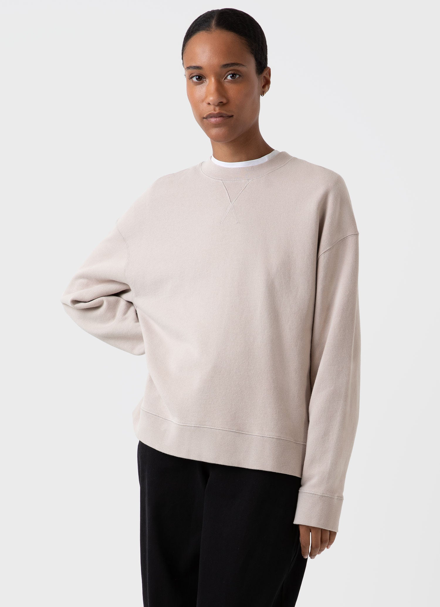 Women's Relaxed Loopback Sweatshirt in Light Sand