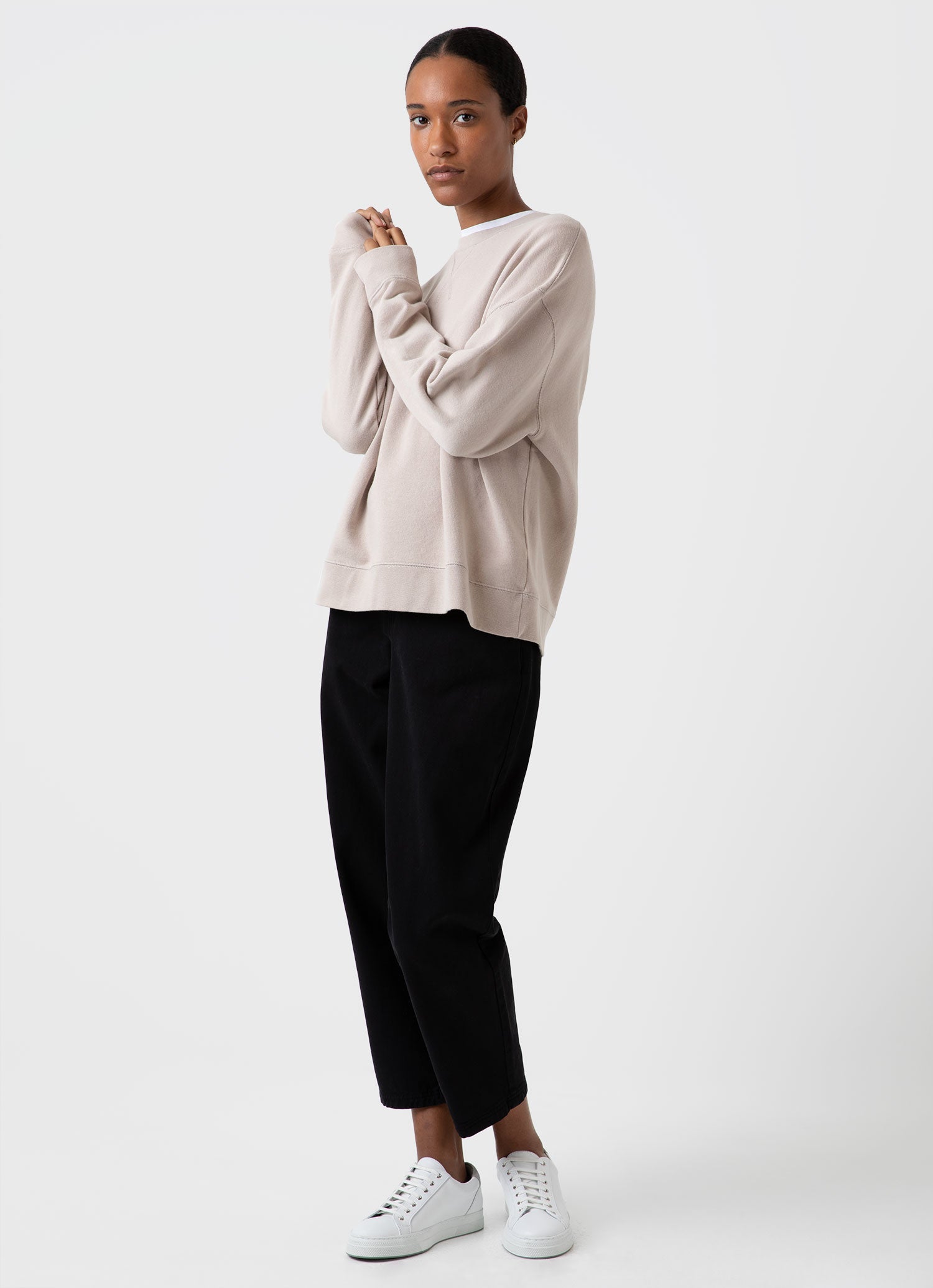 Women's Relaxed Loopback Sweatshirt in Light Sand