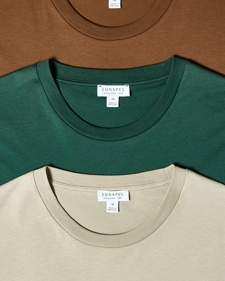 Men's Sunspel x Nigel Cabourn Carbon Brushed T-shirt in Slate Blue