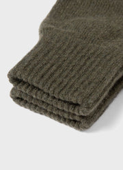 Cashmere Knitted Glove in Dark Moss