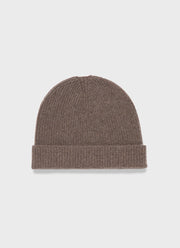 Cashmere Ribbed Hat in Umber Brown