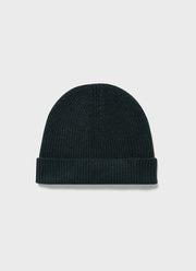 Cashmere Ribbed Hat in Dark Green