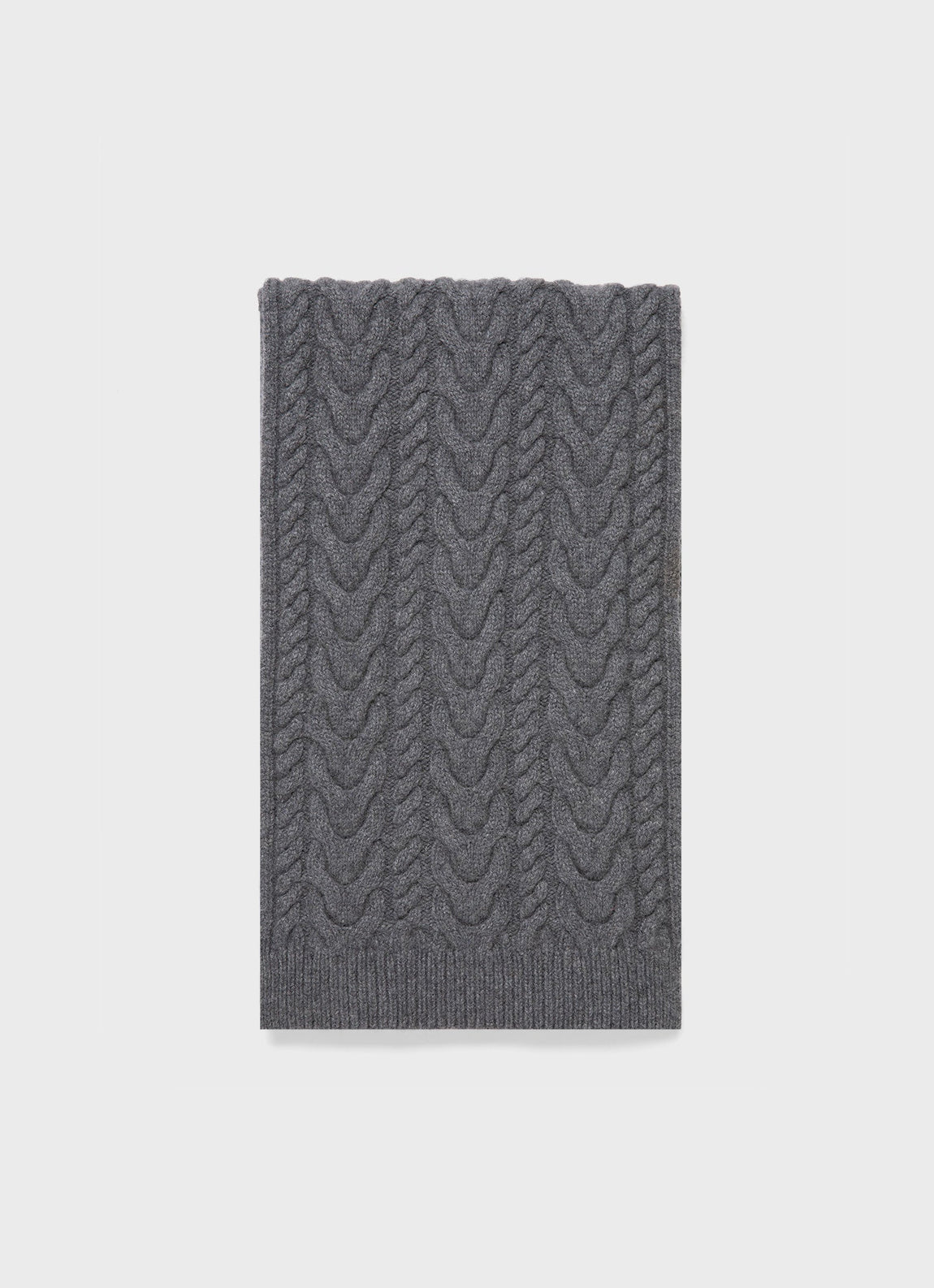 Cashmere Cable Scarf in Mid Grey Melange