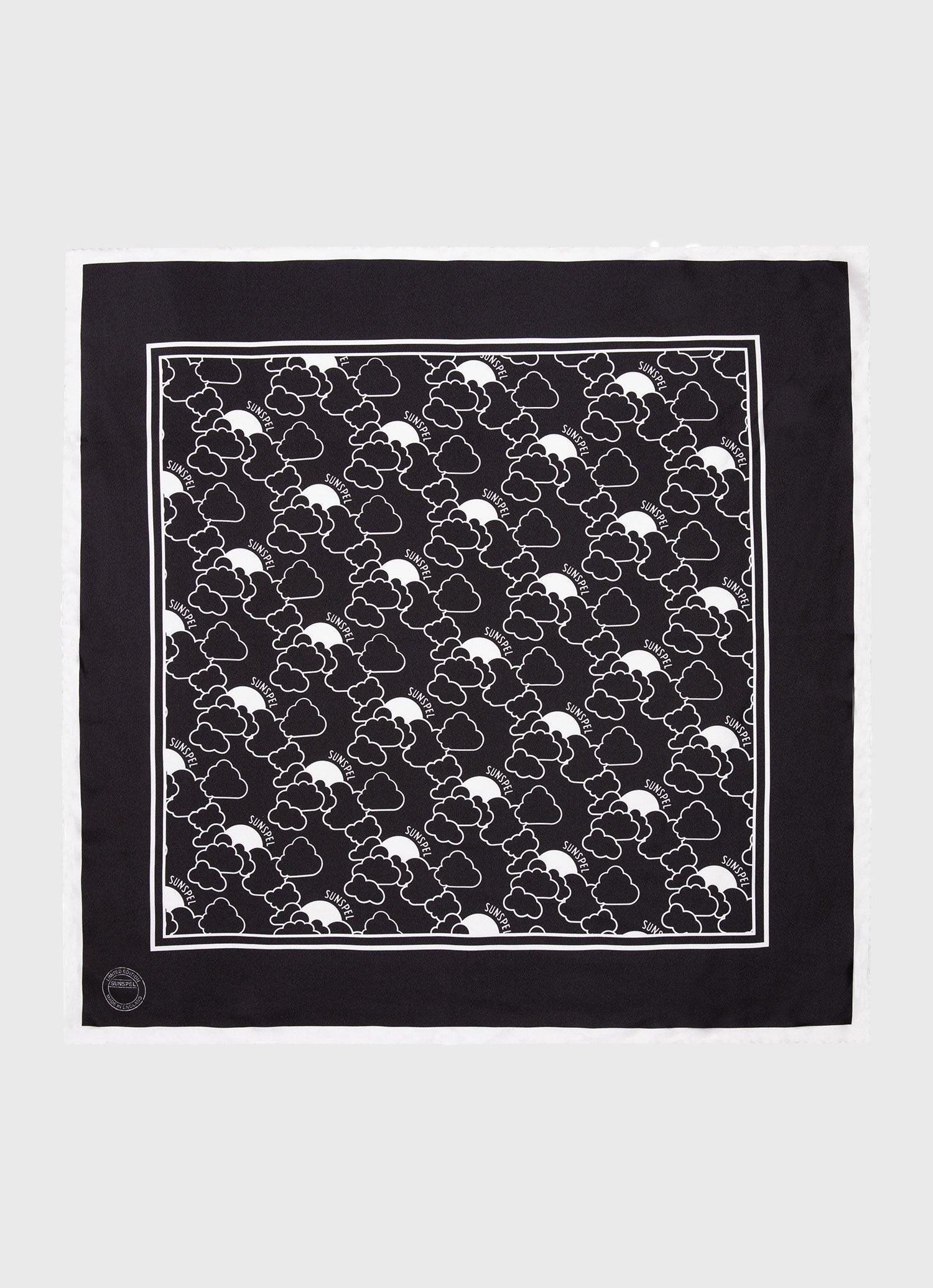 Women's Silk Scarf in Black Mini Archive Print