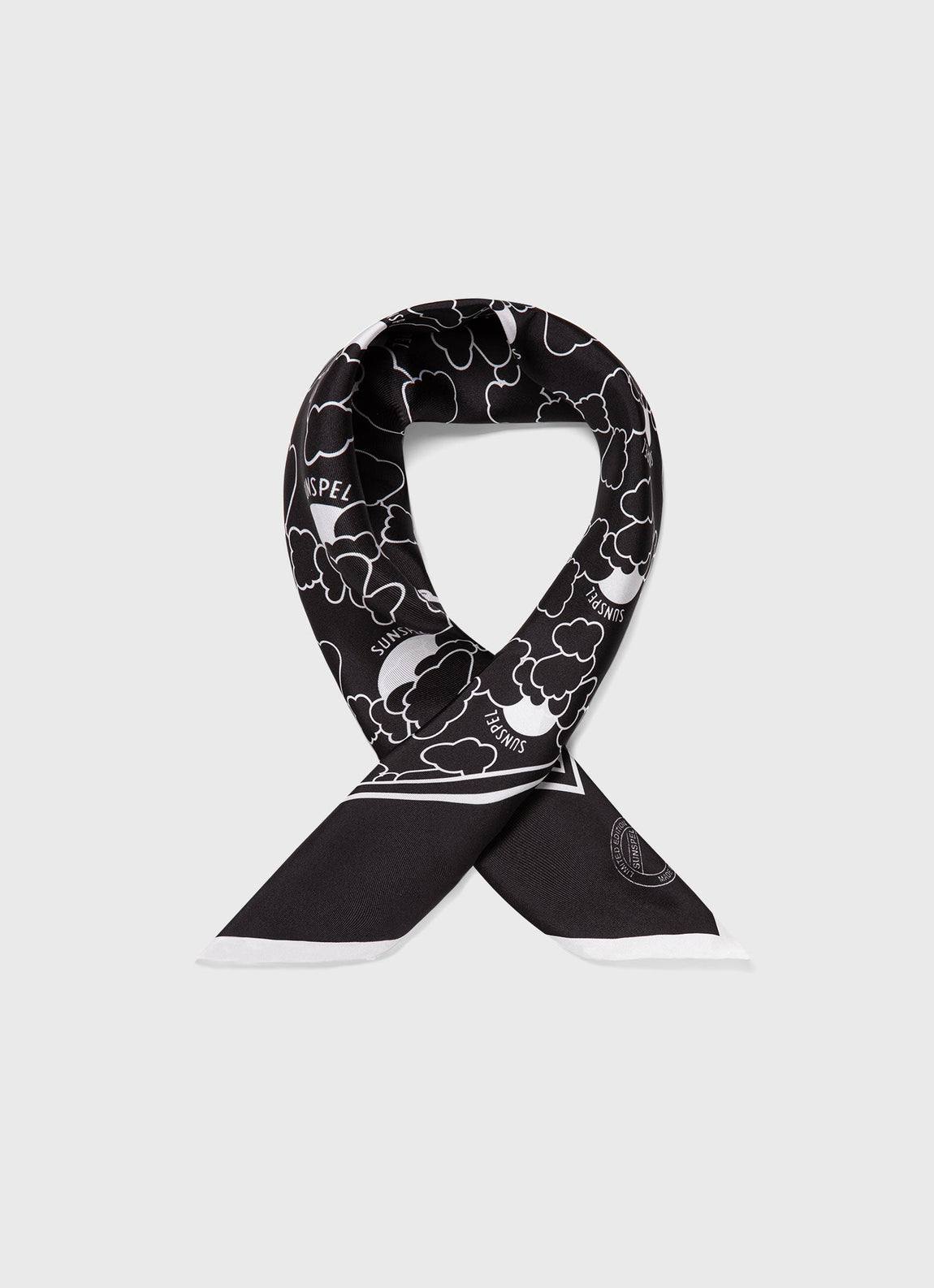 Women's Silk Scarf in Black Mini Archive Print