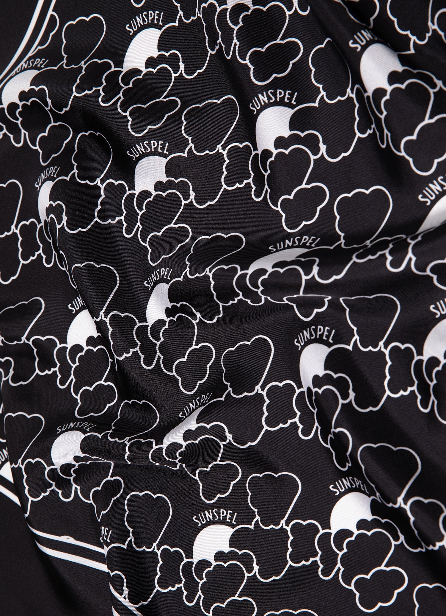 Women's Silk Scarf in Black Mini Archive Print