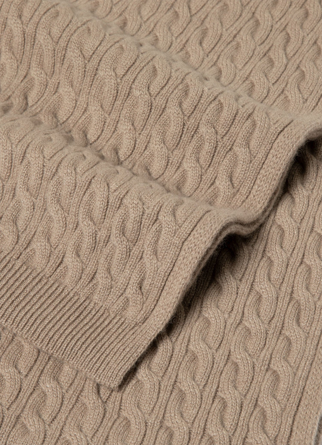 Men's Cashmere Cable Scarf in Mink