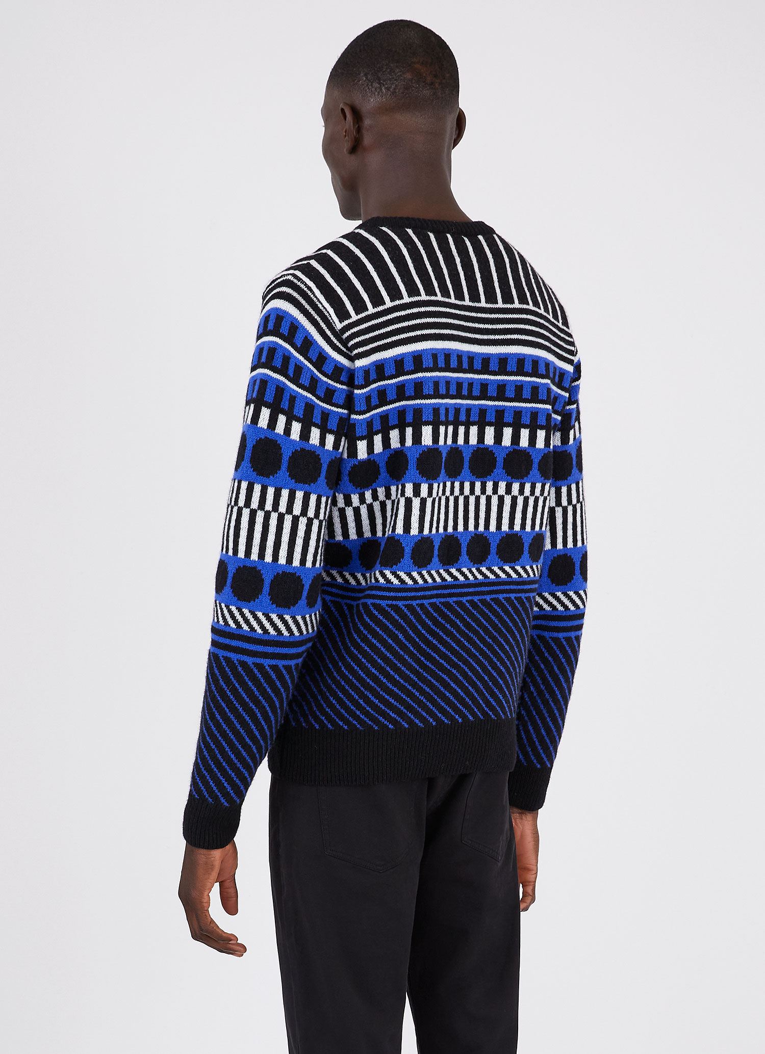 Men's Sunspel and Camille Walala Fair Isle Jumper in Klein/Black/White