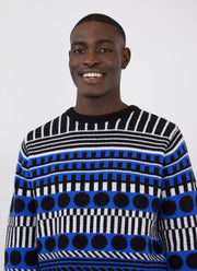 Men's Sunspel and Camille Walala Fair Isle Jumper in Klein/Black/White