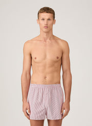 Men's Classic Boxer Shorts in White/Red/Navy Pinstripe
