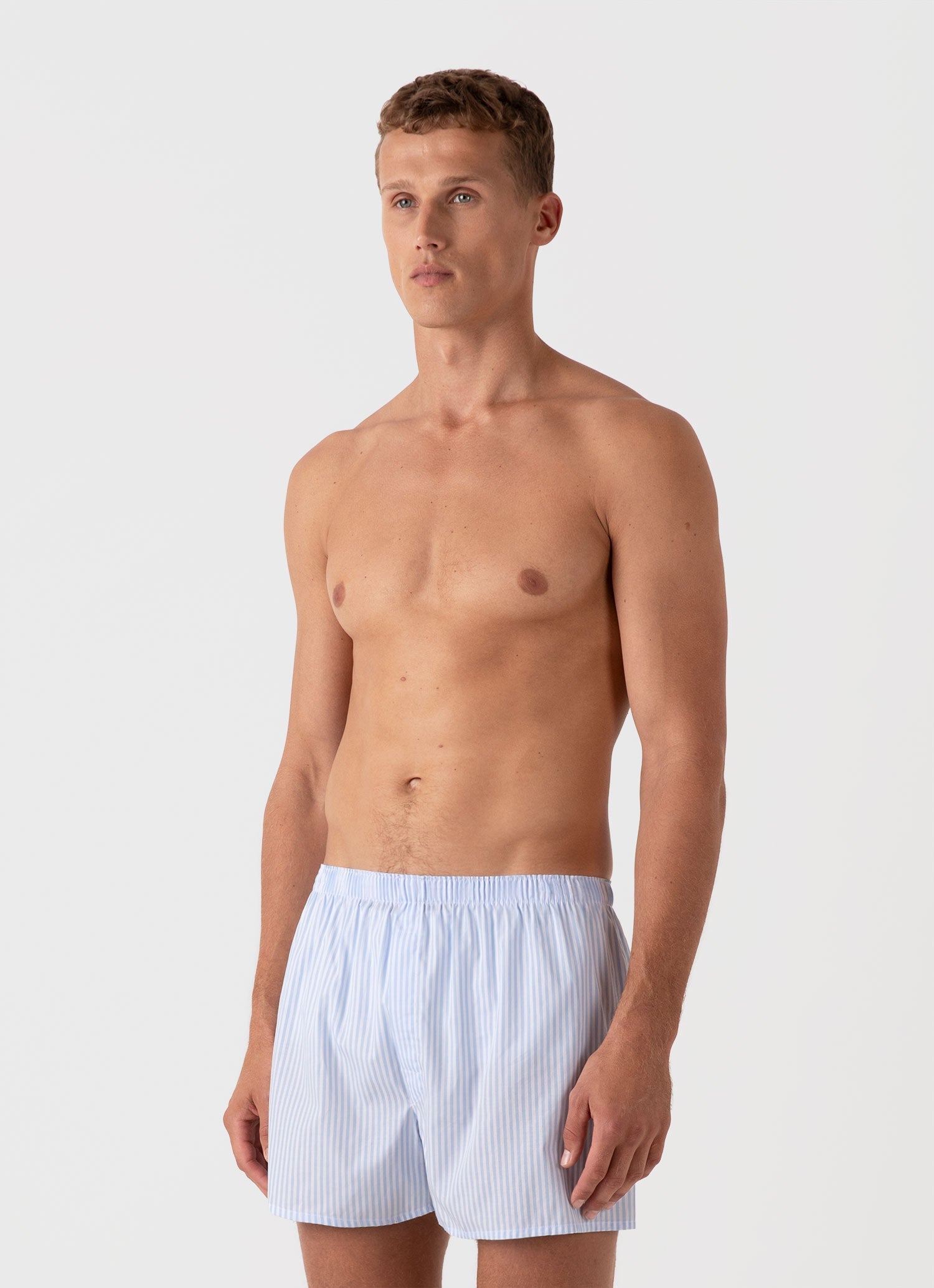 Men's Classic Boxer Shorts in White/Light Blue