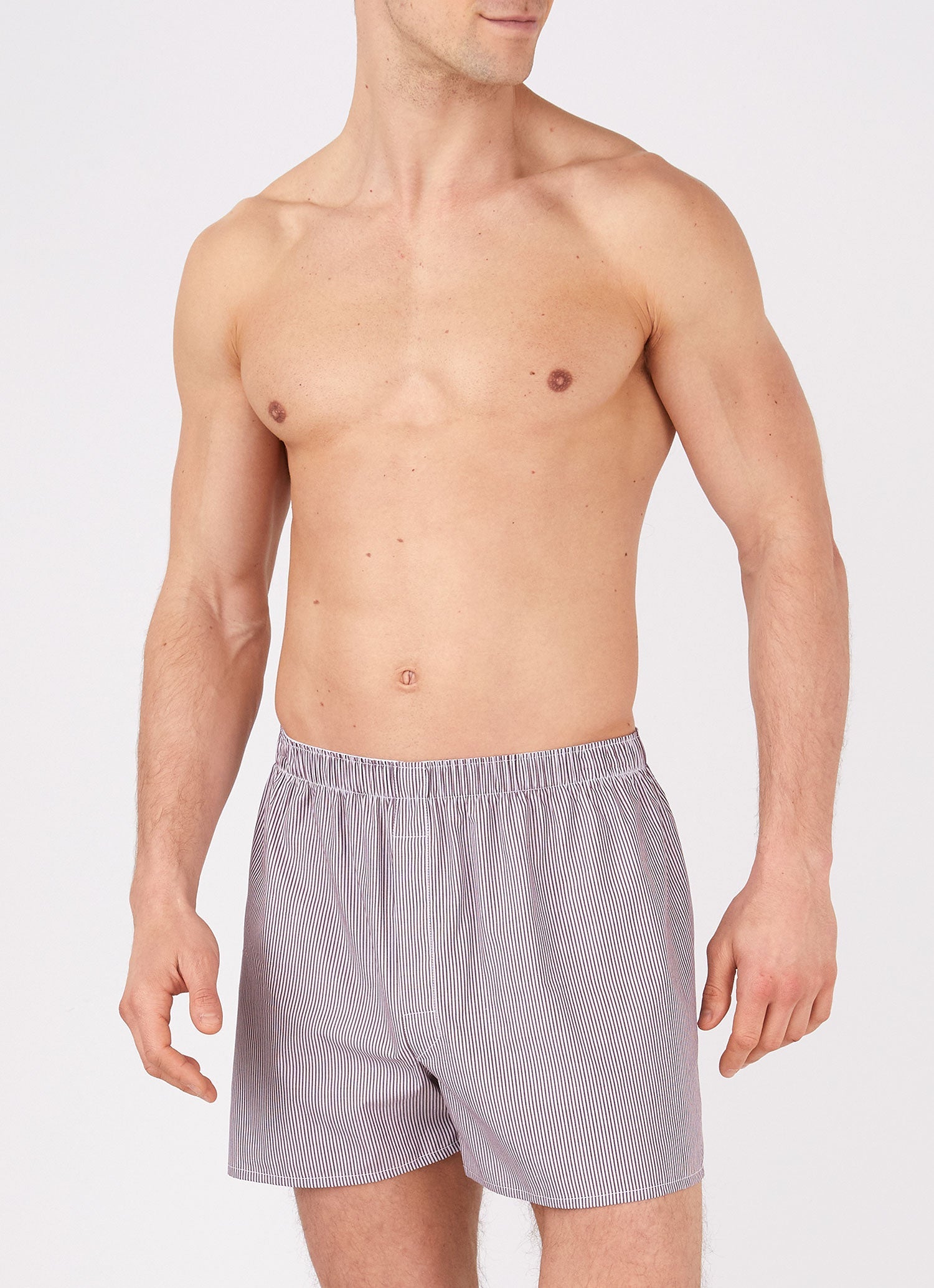 Men's Classic Boxer Shorts in Port/White Stripe