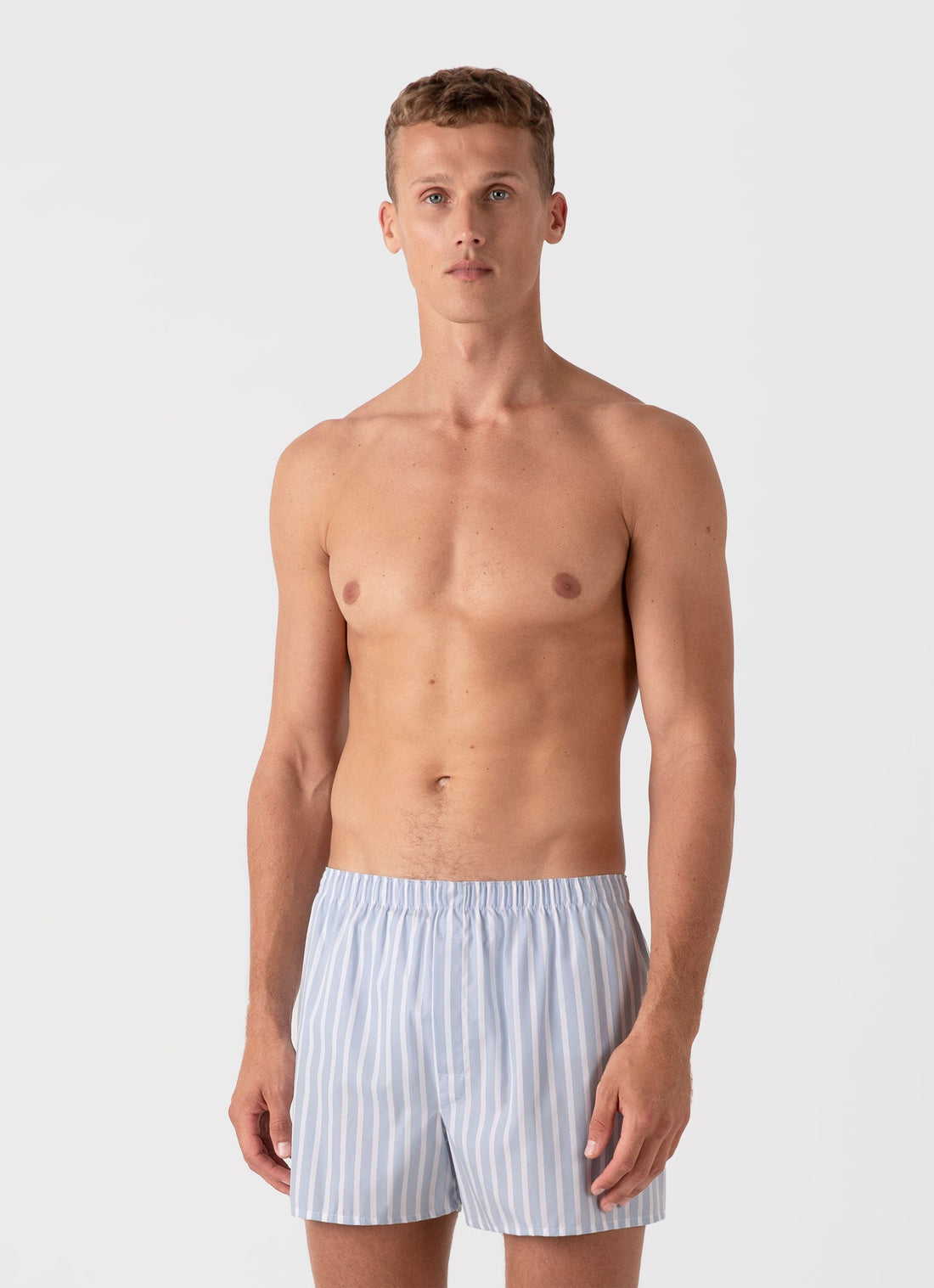 Men's Classic Boxer Shorts in Sky Blue/White