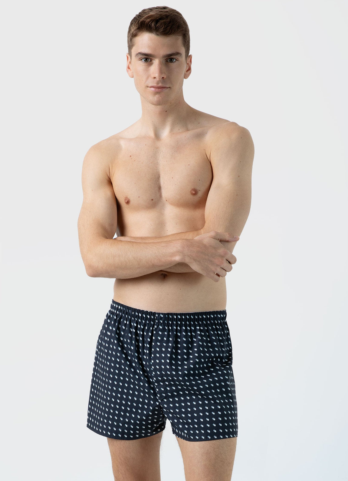 Men's Classic Boxer Shorts in Navy Sun & Clouds