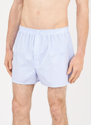 Men's Classic Boxer Shorts in White/Light Blue Pinstripe