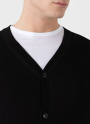 Men's Extra-Fine Merino Cardigan in Black