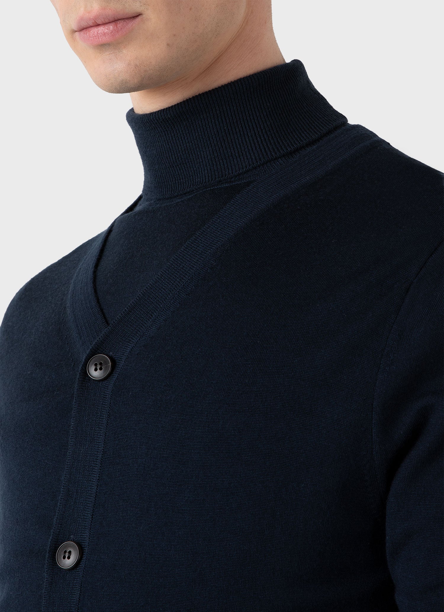 Men's Extra-Fine Merino Cardigan in Light Navy