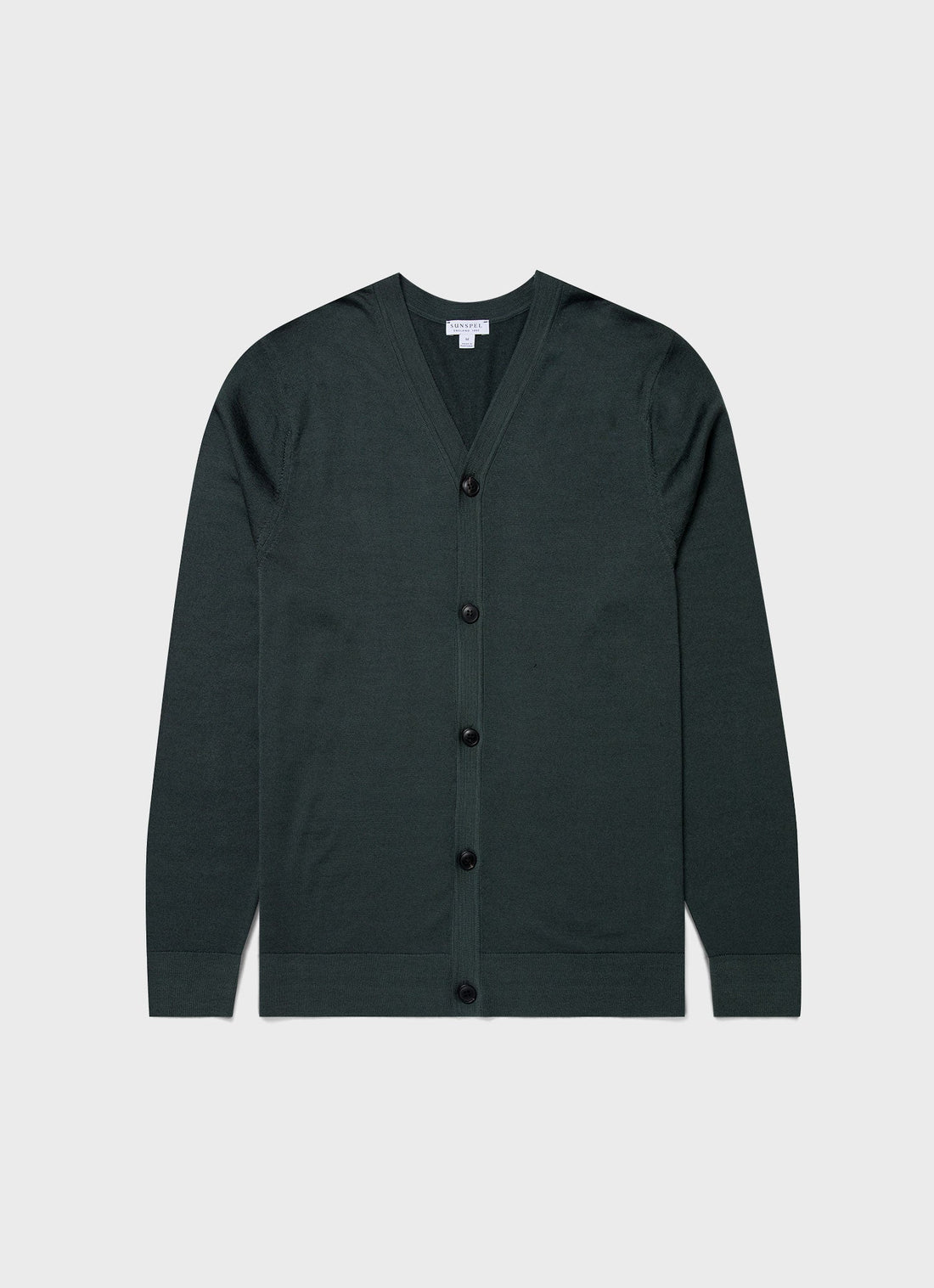 Men's Extra-Fine Merino Cardigan in Drill Green