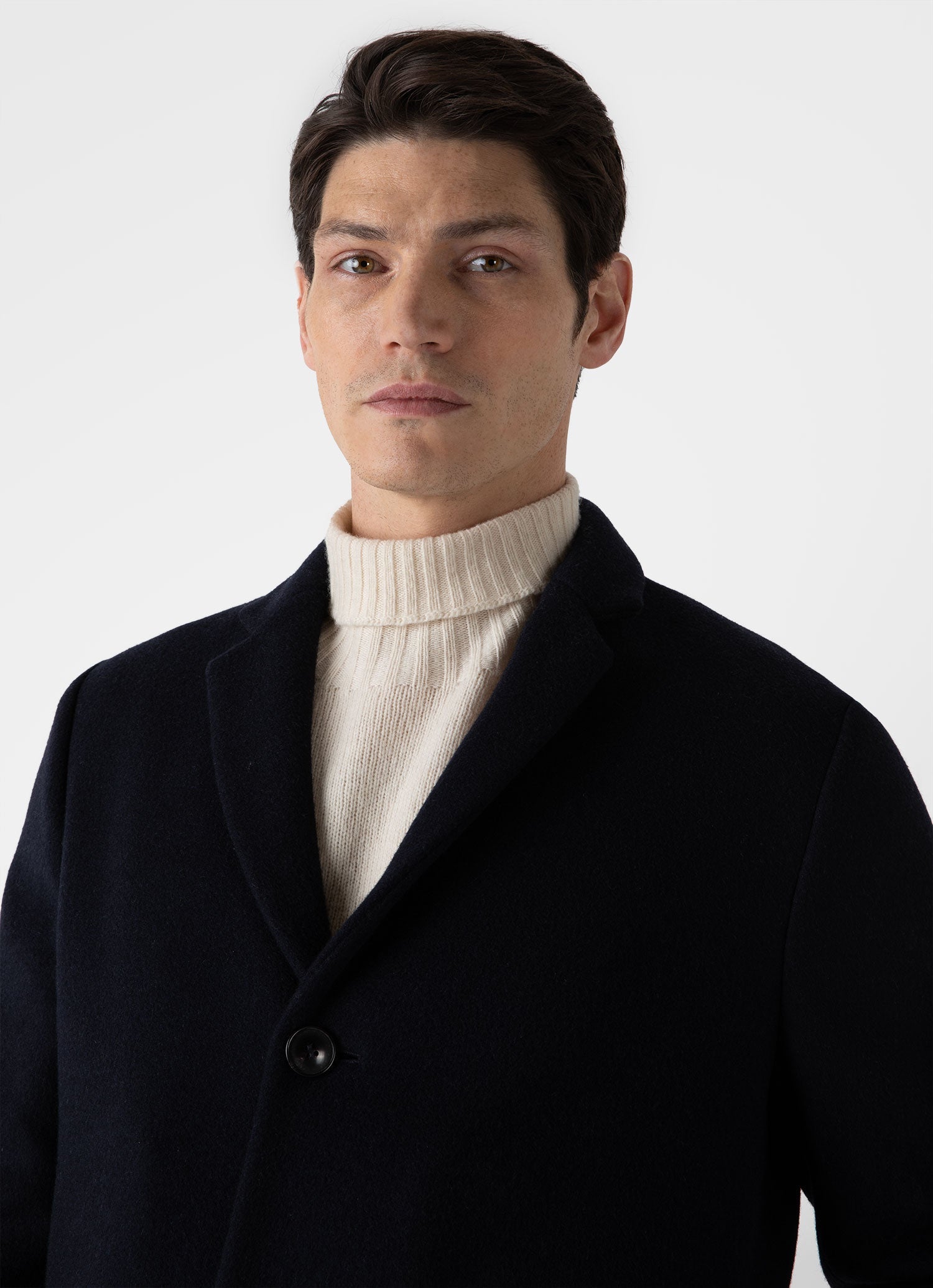 Men's Wool Cashmere Overcoat in Navy