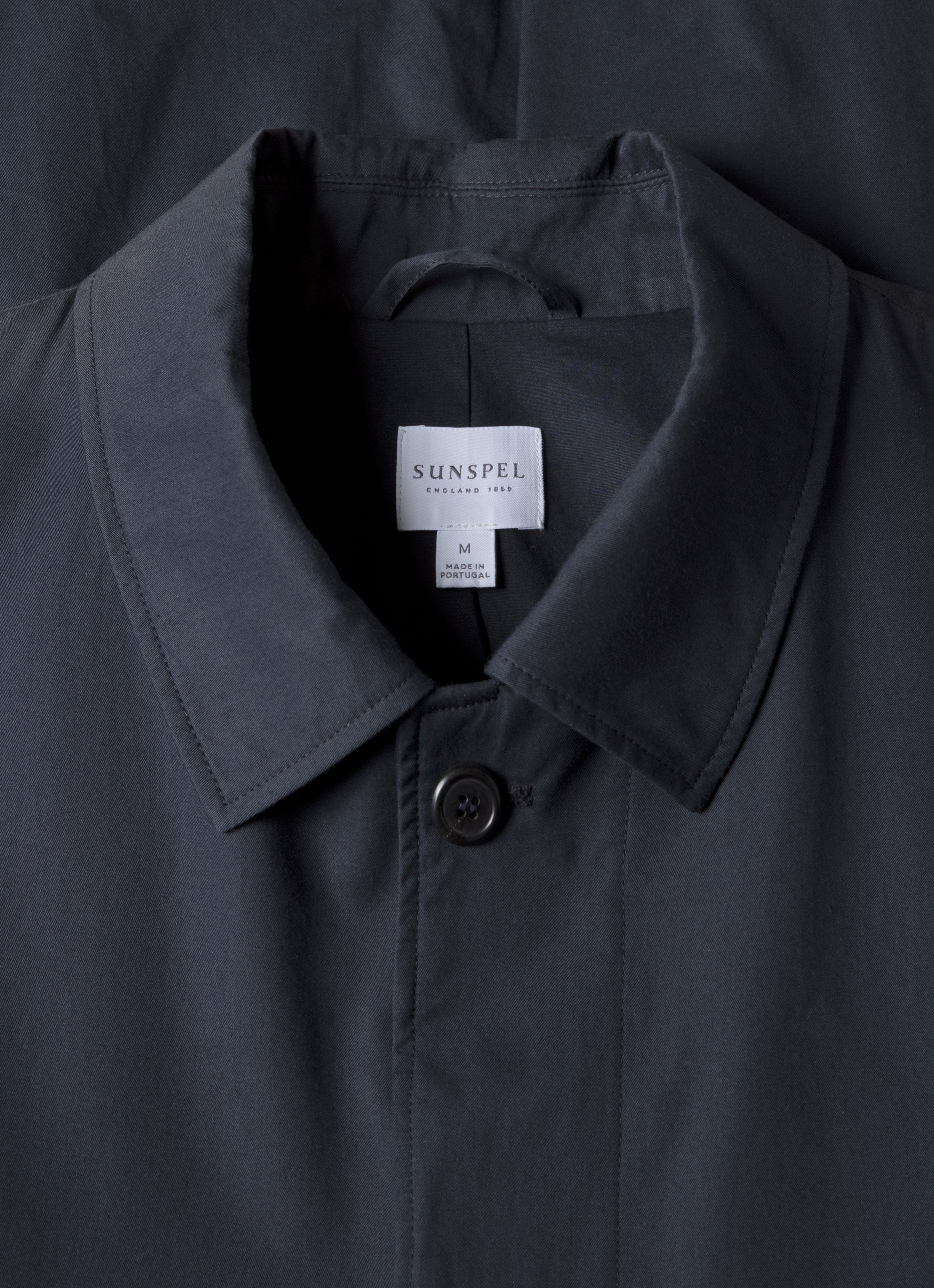 Men's Showerproof Cotton Mac in Navy | Sunspel