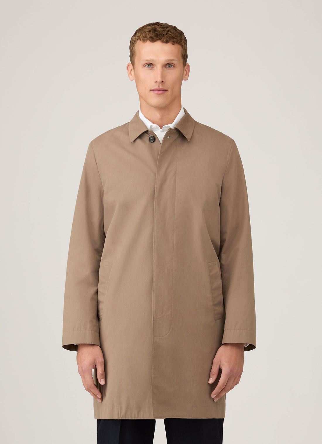 Men's Showerproof Cotton Mac in Dark Stone