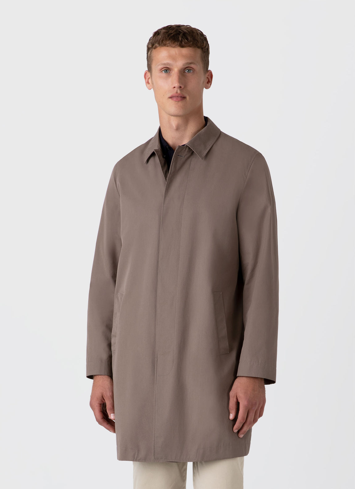 Men's Showerproof Cotton Mac in Dark Stone