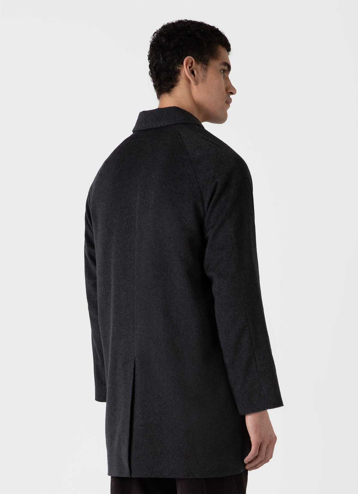 Men's Cashmere Car Coat in Charcoal Melange