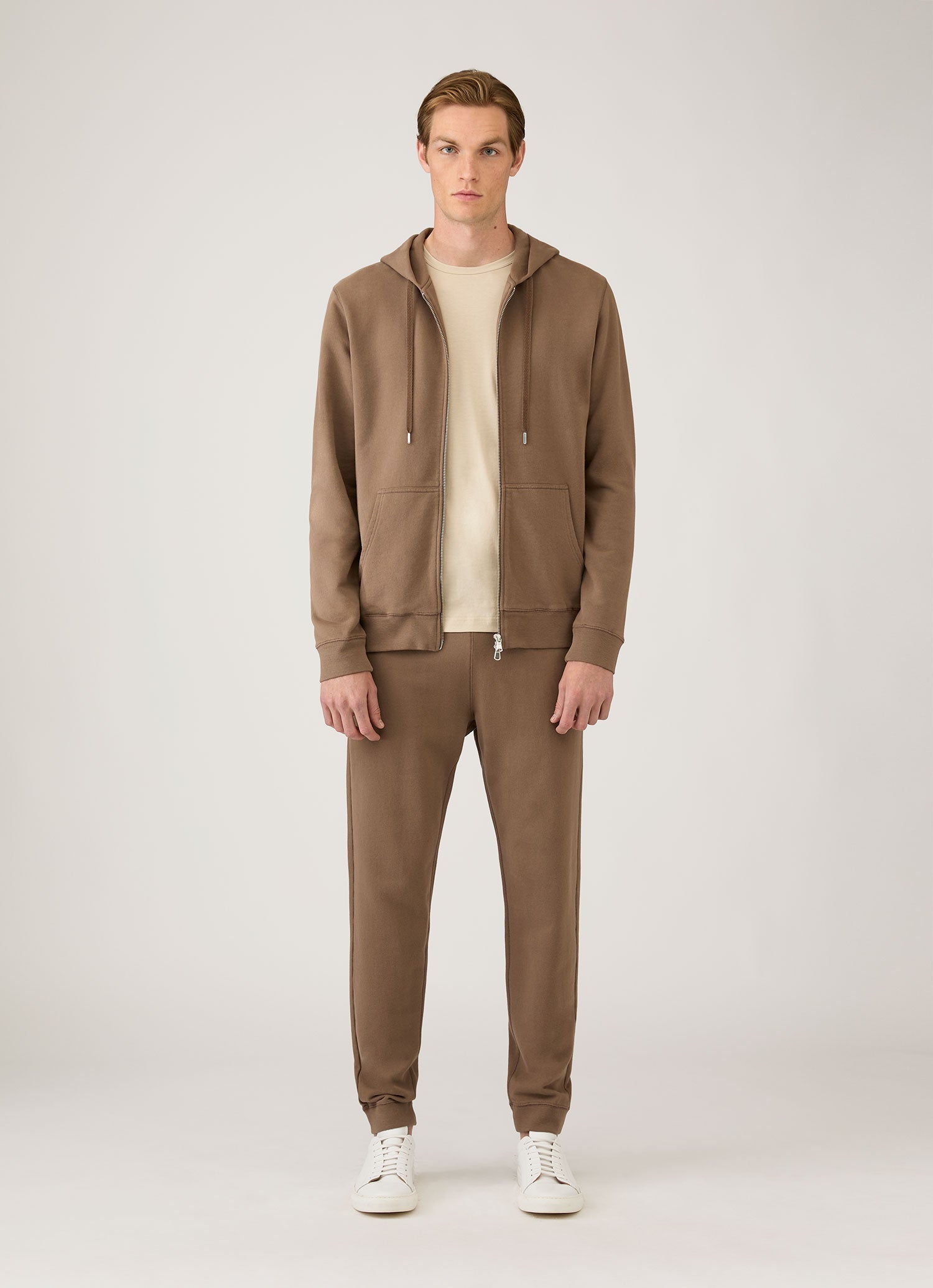 Men's Loopback Zip Hoodie in Dark Cedar
