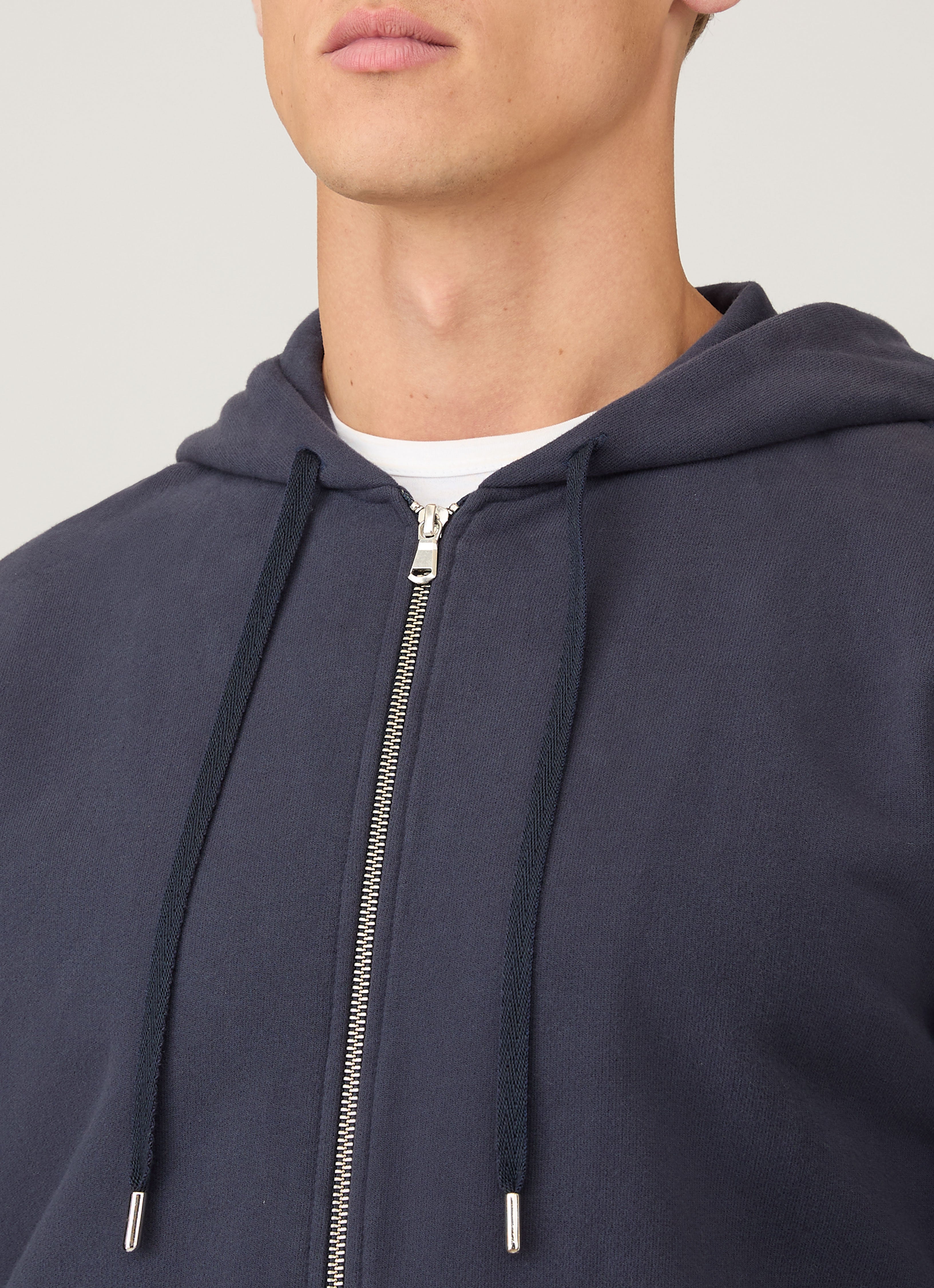 Men's Loopback Zip Hoodie in Navy | Sunspel