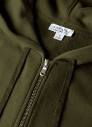 Men's Loopback Zip Hoodie in Deep Olive
