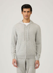 Men's Cashmere Hoodie in Grey Melange