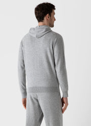 Men's Cashmere Zip Hoodie in Grey Melange