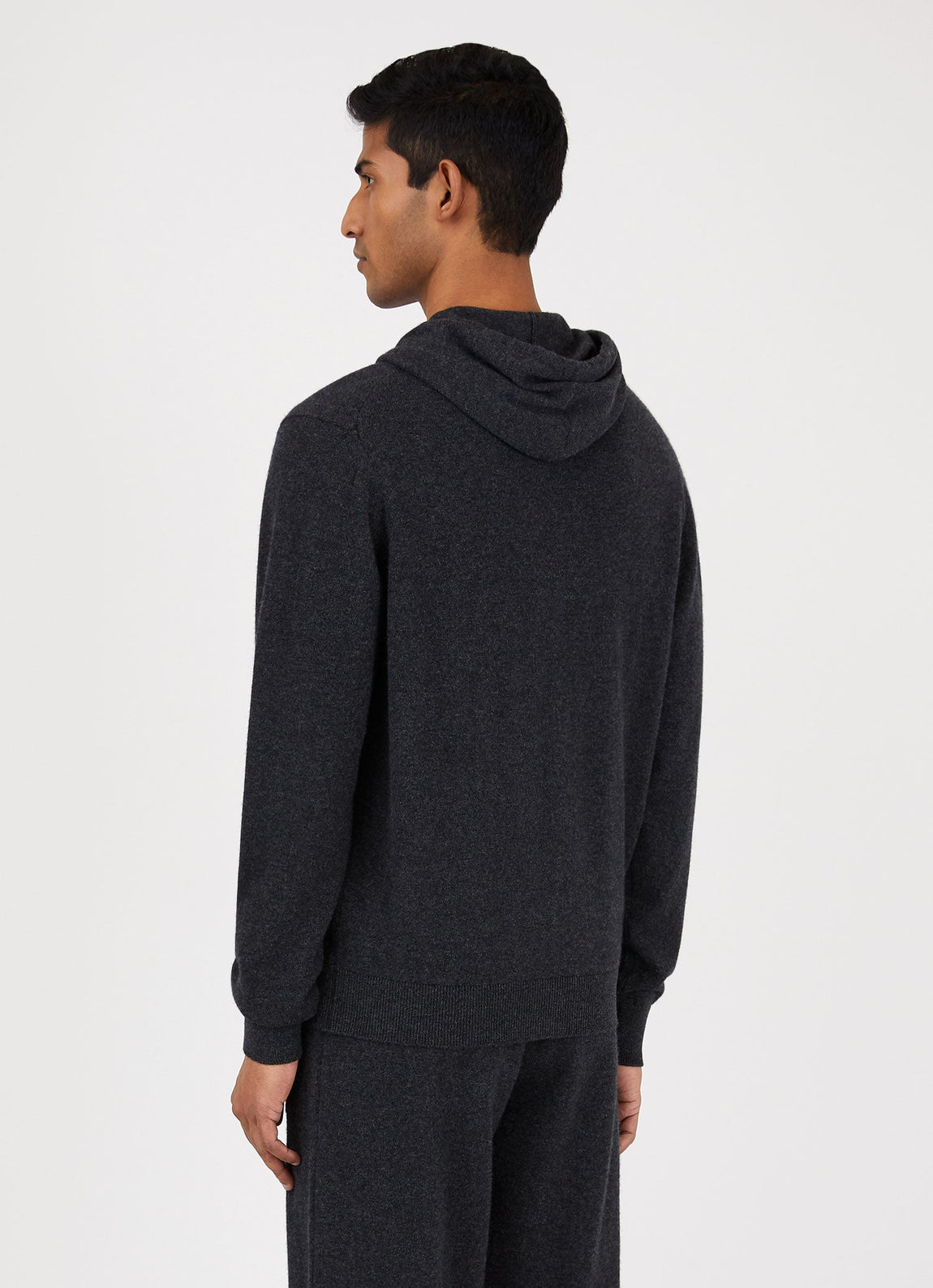 Men's Cashmere Zip Hoodie in Charcoal Melange