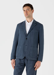 Men's Cotton Linen Unstructured Blazer in Shale Blue