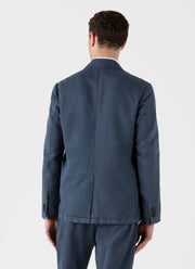 Men's Cotton Linen Unstructured Blazer in Shale Blue