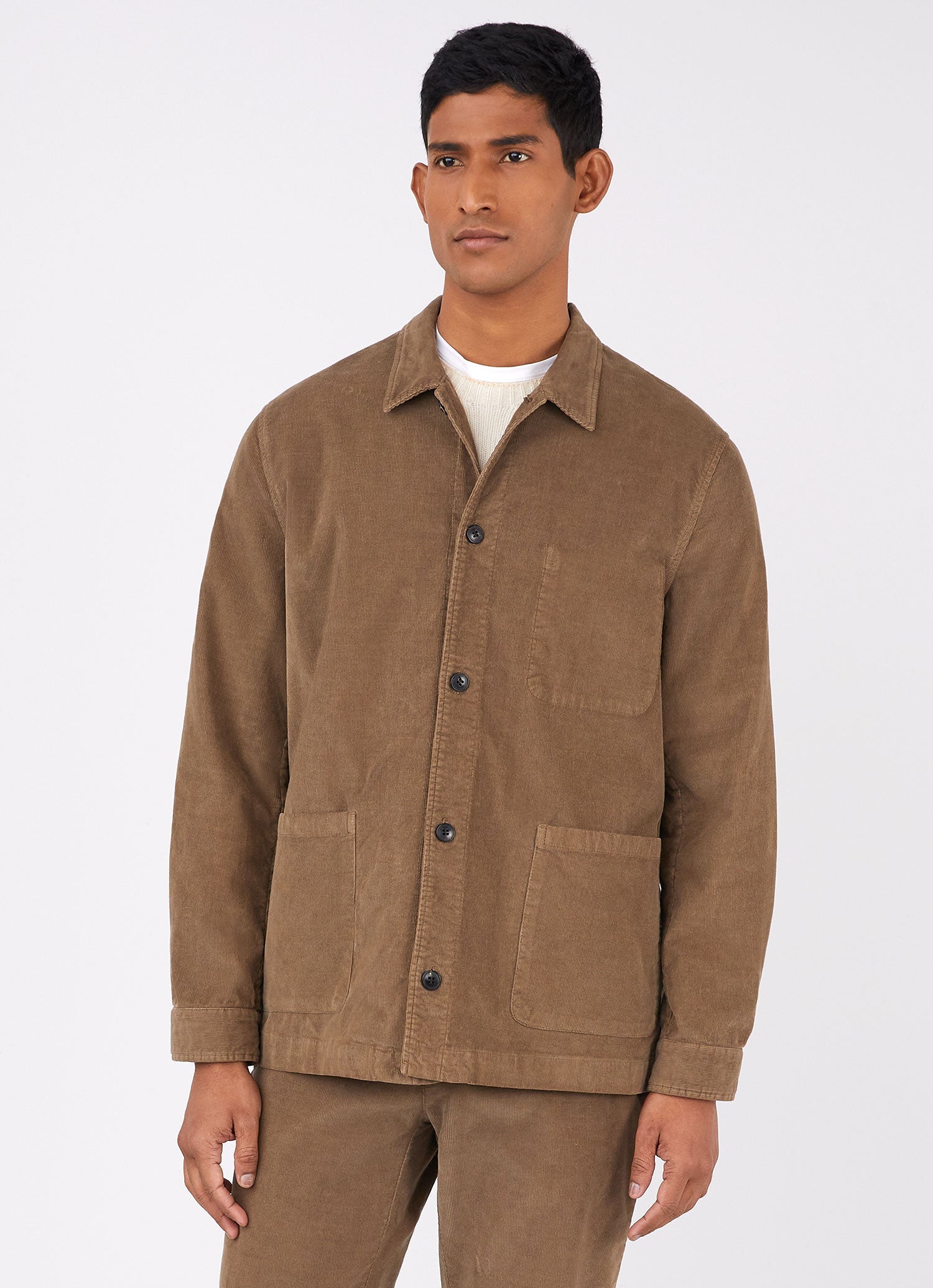 Men's Corduroy Twin Pocket Jacket in Dark Stone
