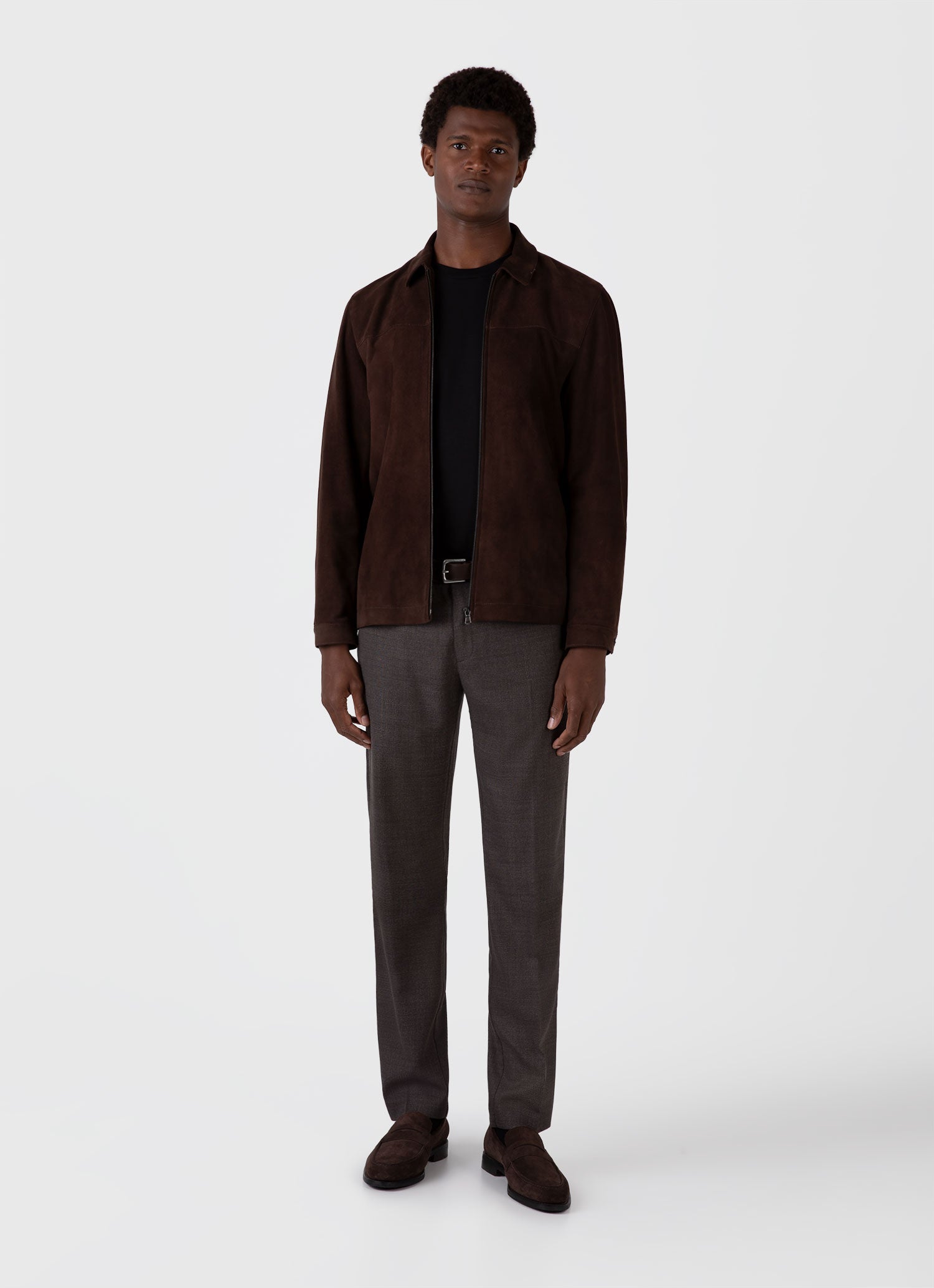 Men's Suede Harrington Jacket in Cocoa