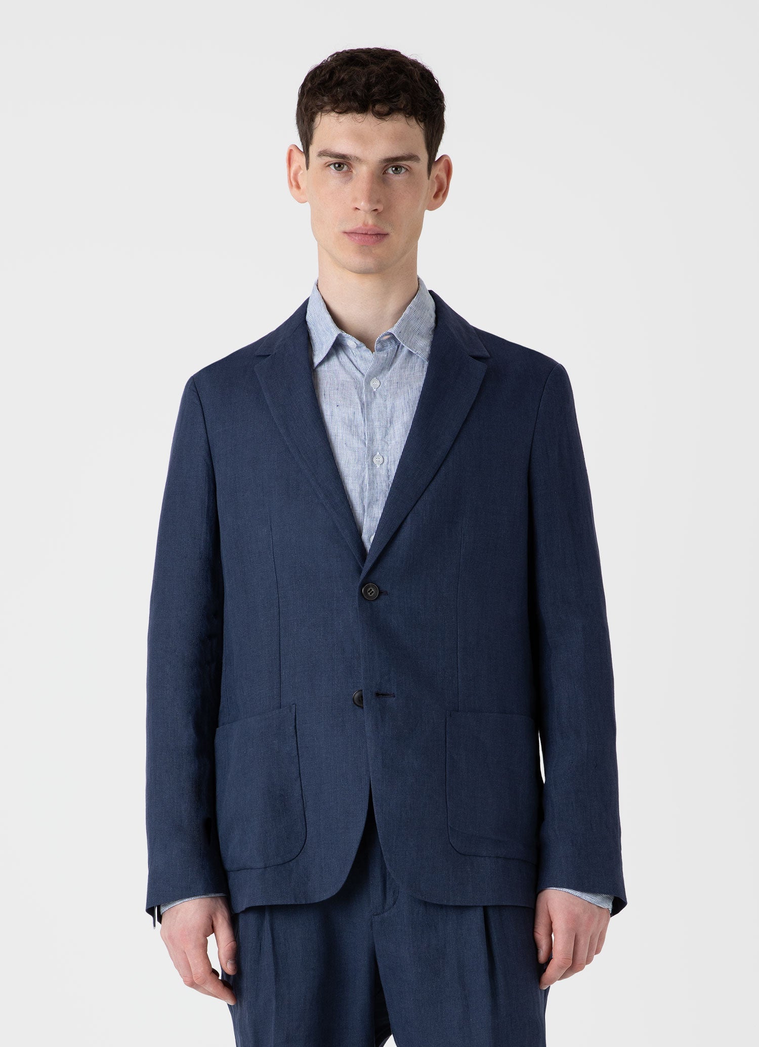 Men's Linen Two-Piece Suit in Navy