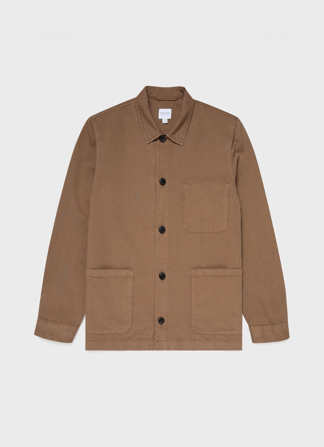 Men's Cotton Linen Twin Pocket Jacket in Dark Tan