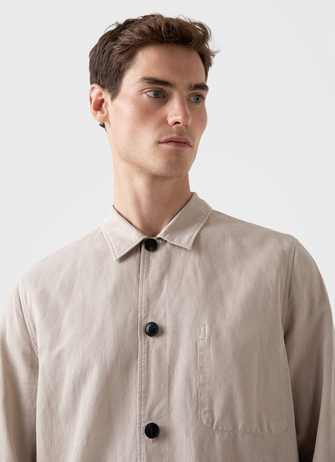 Men's Cotton Linen Twin Pocket Jacket in Light Sand